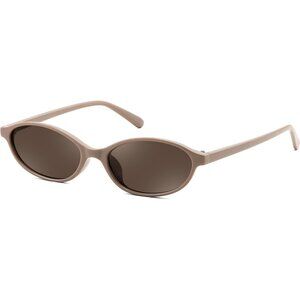 Women's Oval Sunglasses Eye Narrow Brown Trendy plastic frames Sunnies Shades